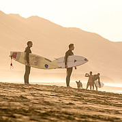 Fuerteventura south, surfers in Cofete