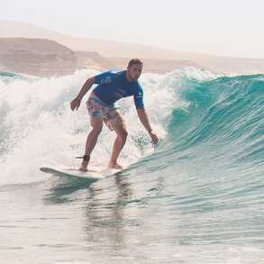clean green waves on the west coast of Fuerteventura