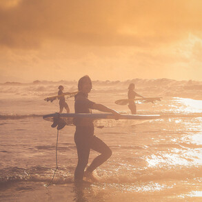 Surf course in the sunset