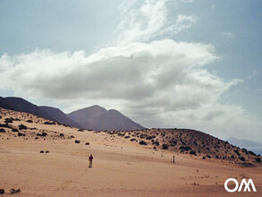 Hiking trail through the original landscape of Fuerteventura