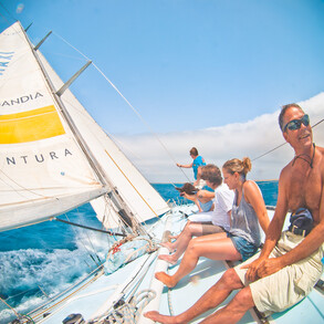 hard on the wind with the offshore regatta Yacht Fisher and Paykel in the South Cape of Fuerteventura