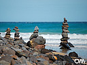 Stone sculptures on the beach on Fuerteventura