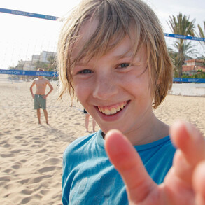 Volleyball on the beach after the surf course
