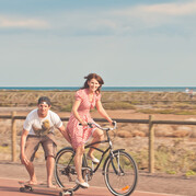 on the way to our home surf spot Cruz Roja with our beach cruiser bike